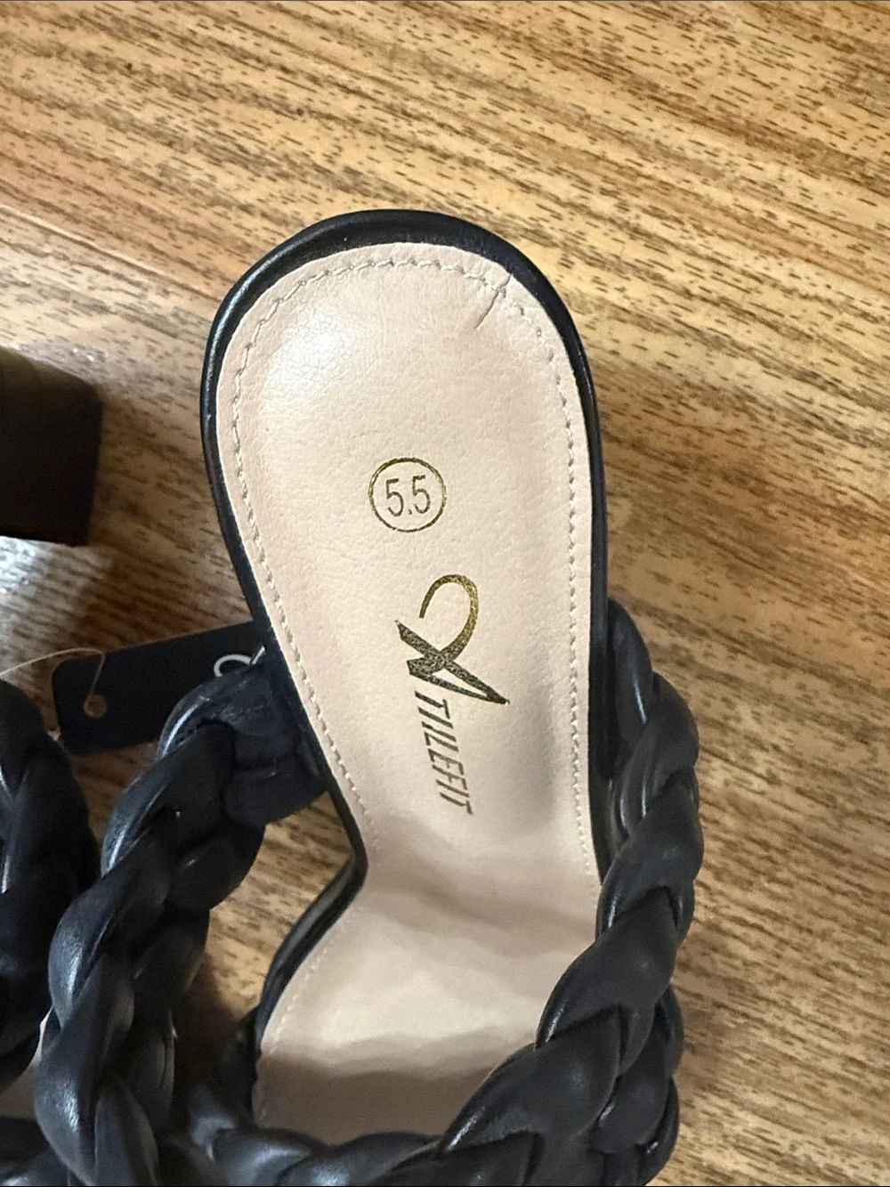Braided Double-Strap Black Block Heel Sandal - Sleek Slide